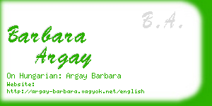 barbara argay business card